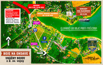 Prehľadná mapa Bojov na Ondave, ktoré vypuknú na Dobrej v sobotu, 21.8.2021 